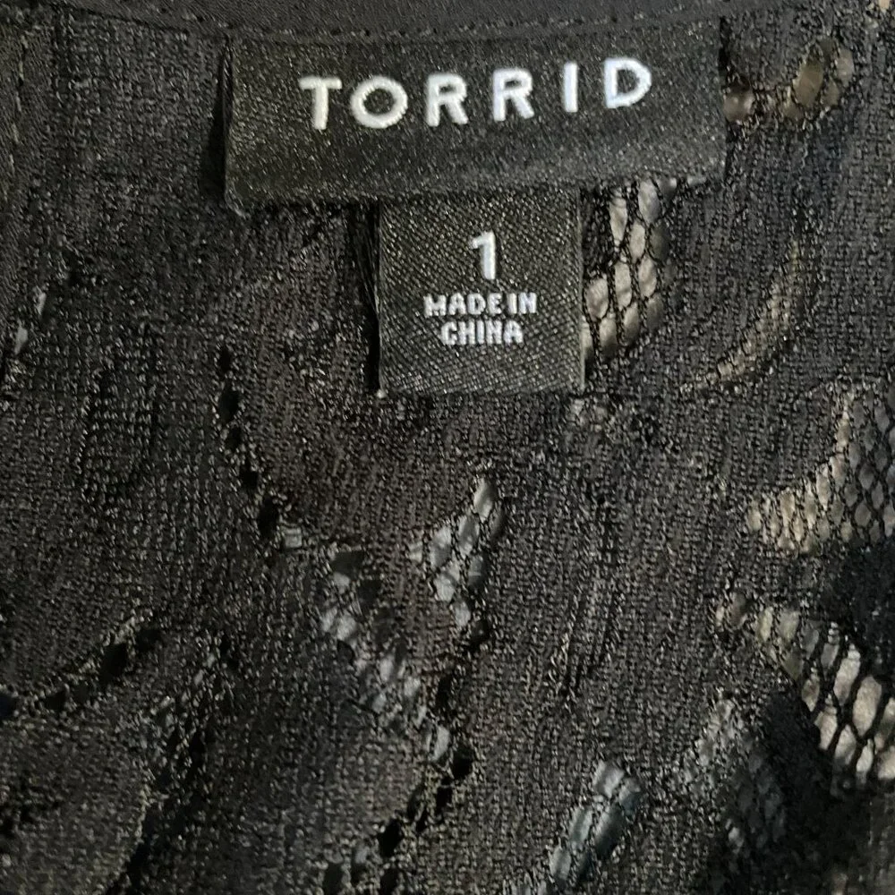 Torrid Black Lace Babydoll Top Romantic Coquette Fairy Gothic Soft Girl Blouse - Picture 3 of 9